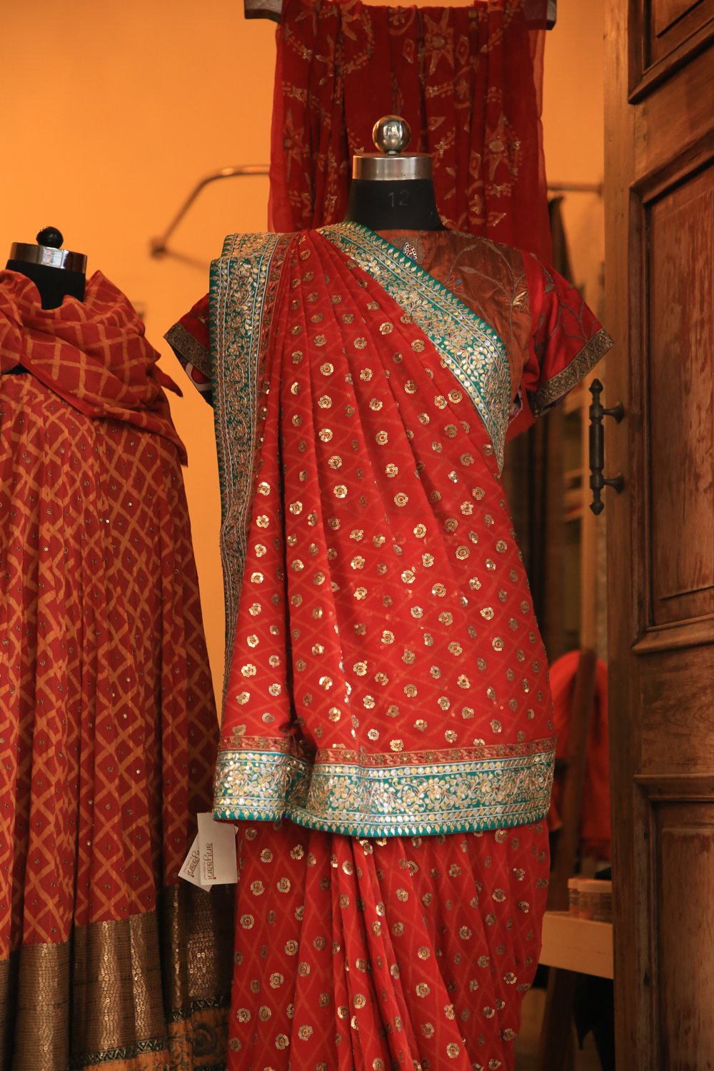 Crimson & Gold Bandhej Saree - view 3