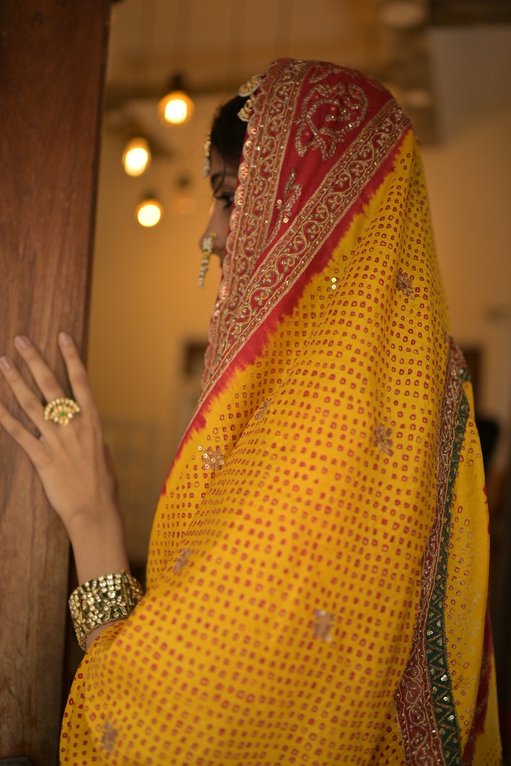 Yellow Bandhej Dupatta