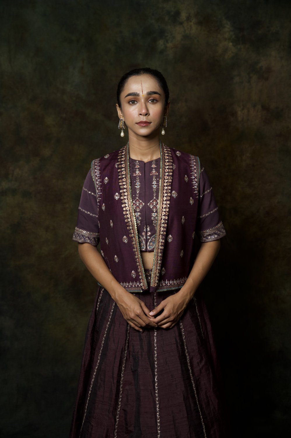 Aubergine Ek Taar Lehenga Set