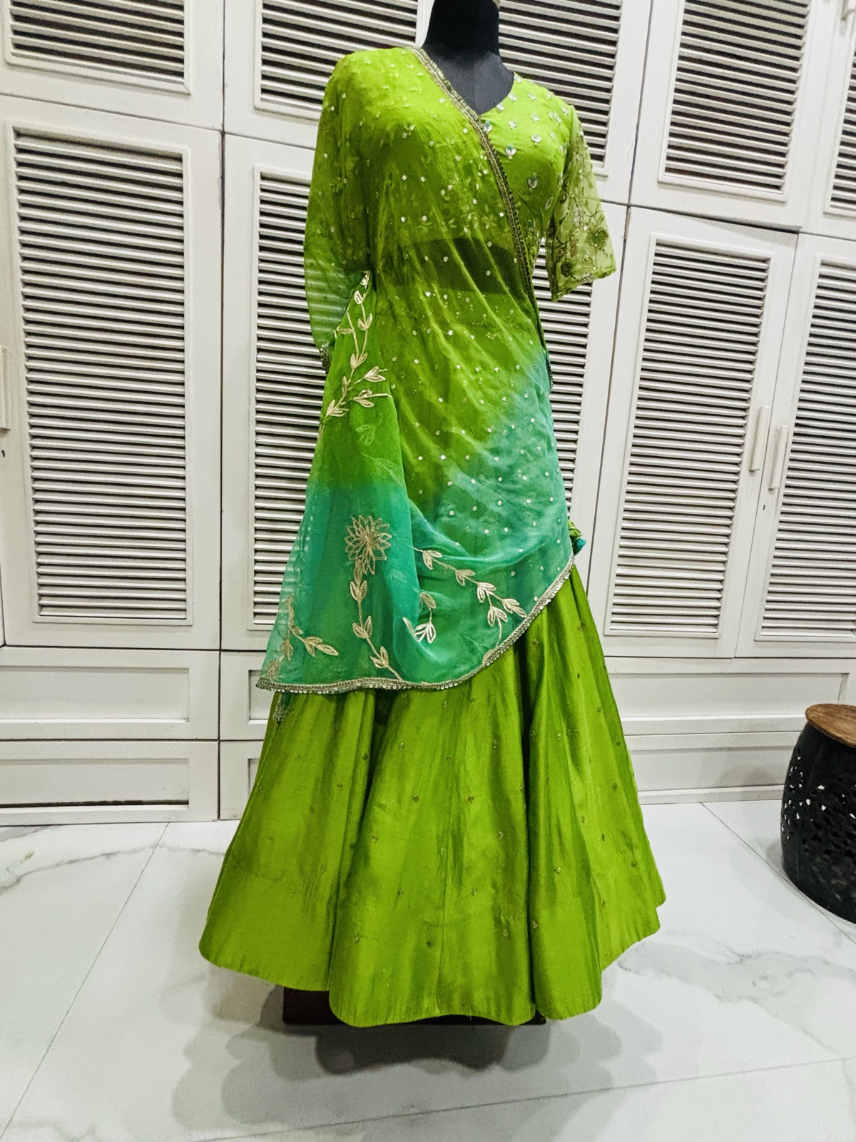 Lime & Mint Ombré Lehenga Set - view 3