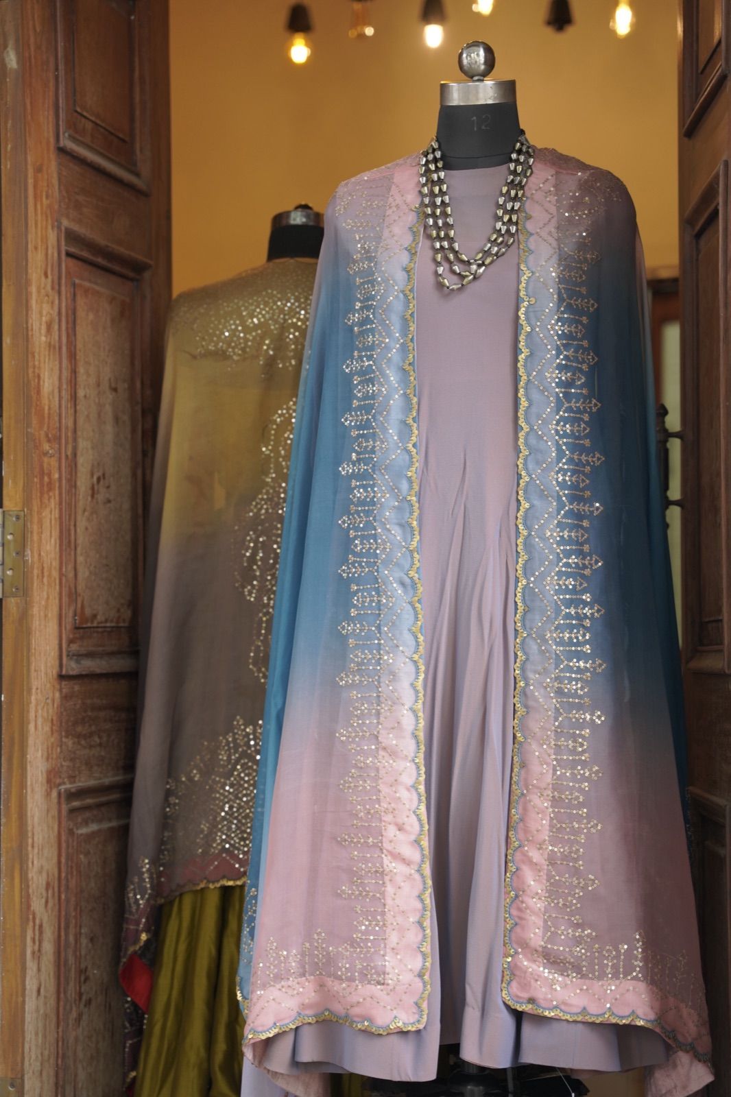 Lavender Ombré Suit with Embroidered Dupatta