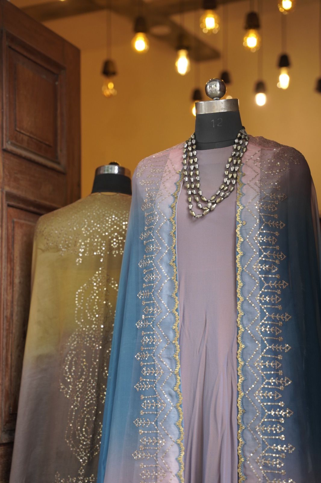 Lavender Ombré Suit with Embroidered Dupatta - view 5