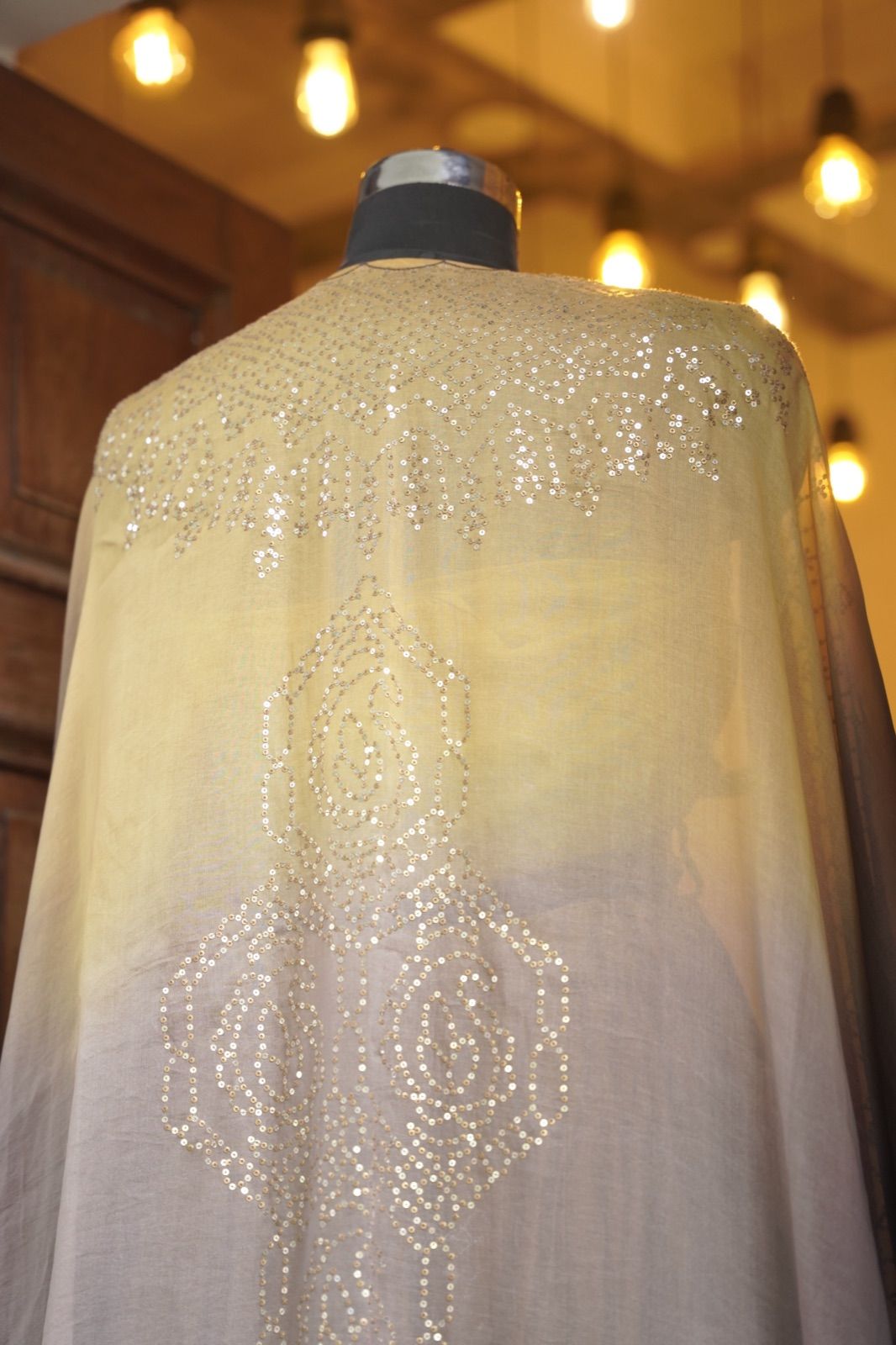 Lavender Ombré Suit with Embroidered Dupatta - view 7