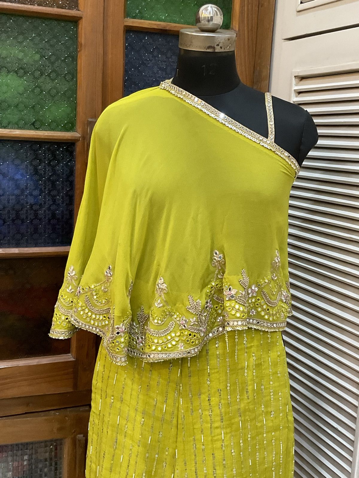 Neon Lime One-Shoulder Cape Co-ord