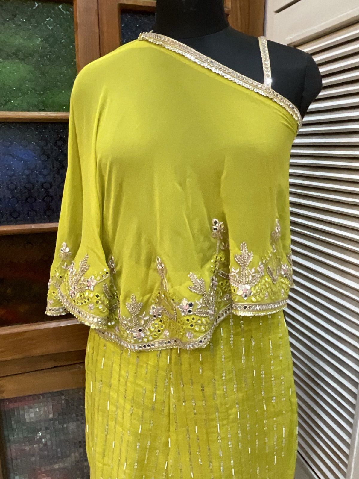 Neon Lime One-Shoulder Cape Co-ord - view 3