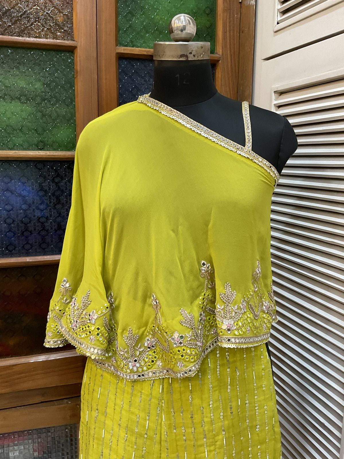 Neon Lime One-Shoulder Cape Co-ord - view 6