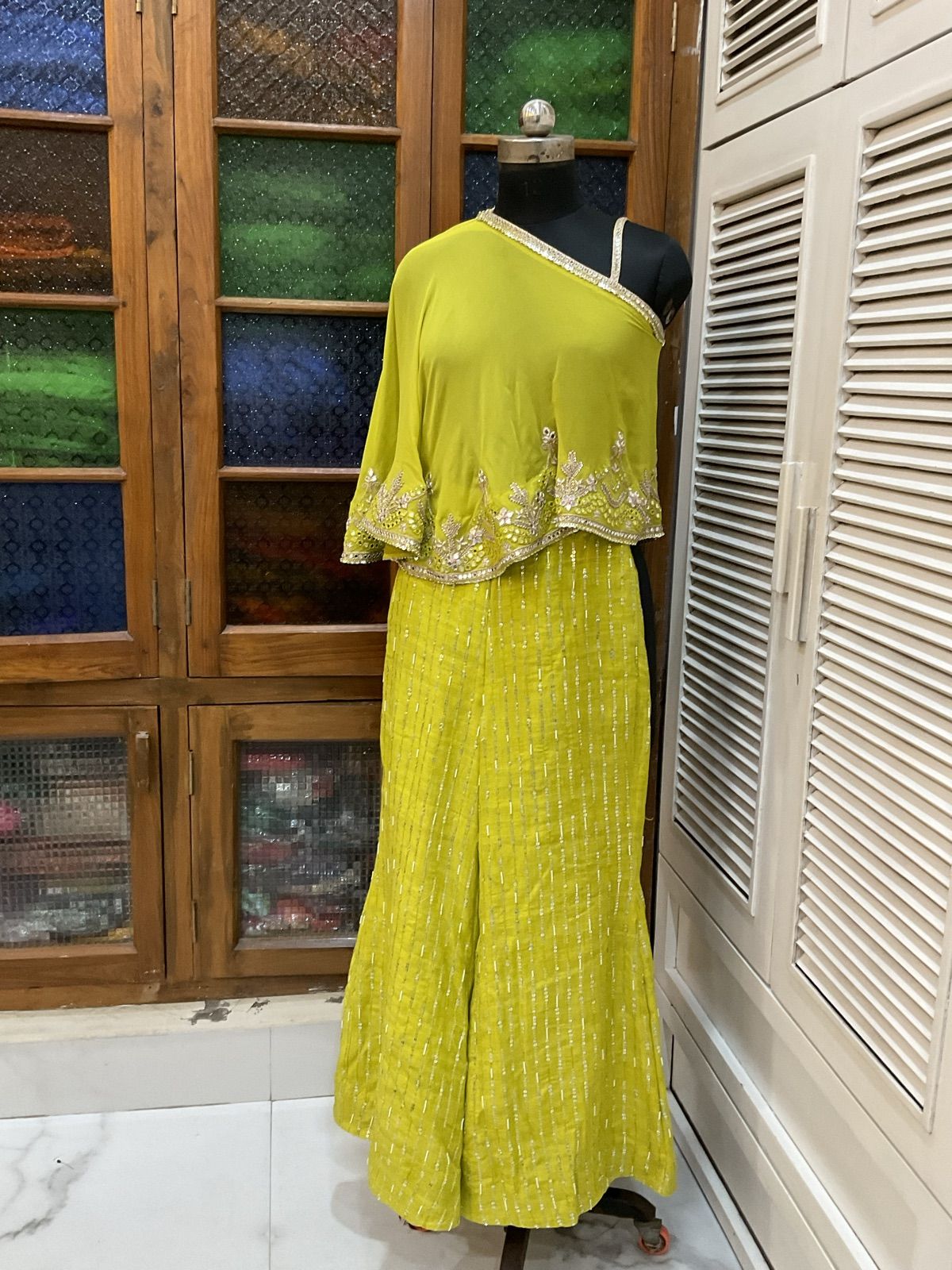Neon Lime One-Shoulder Cape Co-ord - view 8