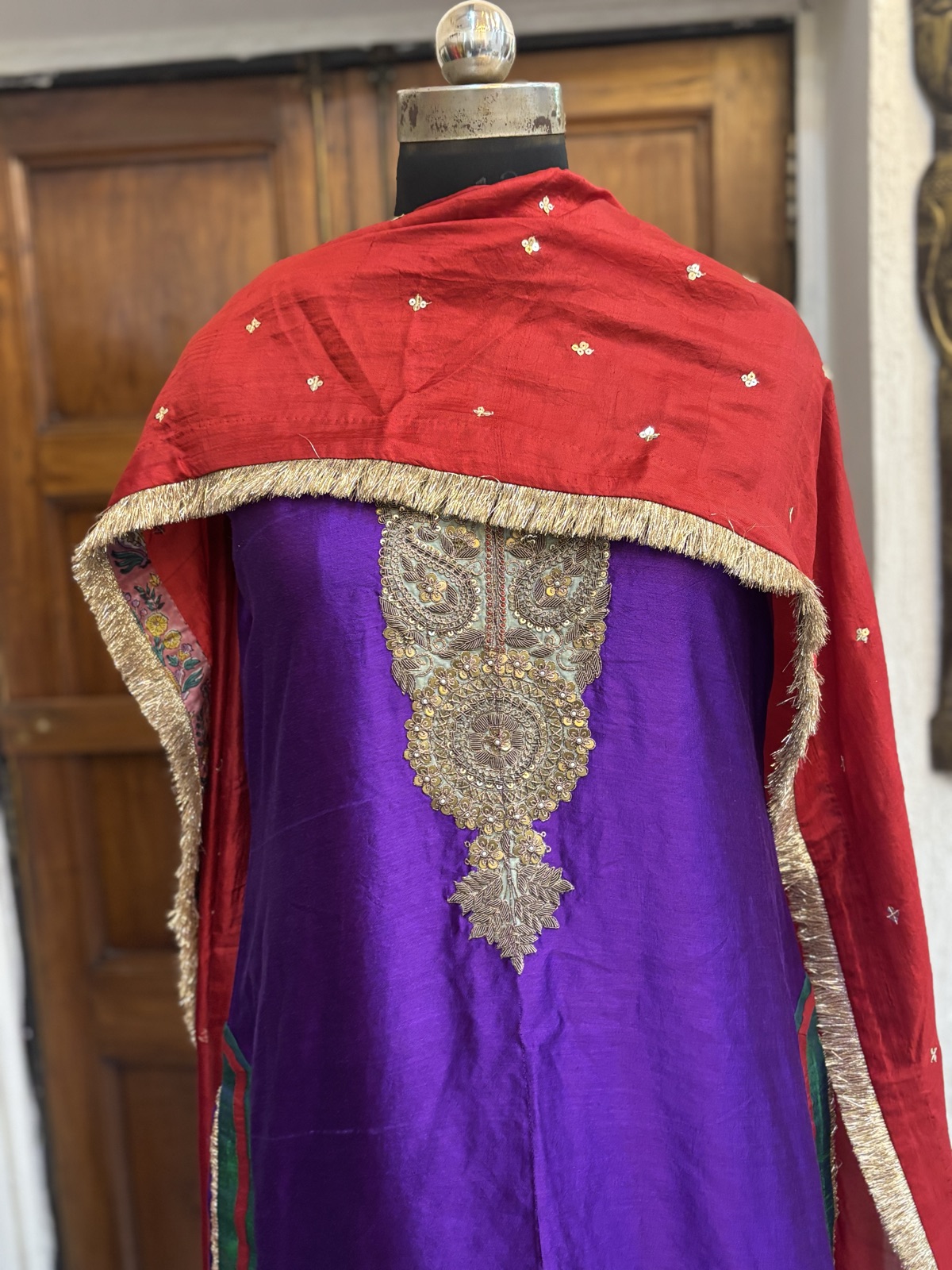 Violet Sharara Set with Zardozi Neckline