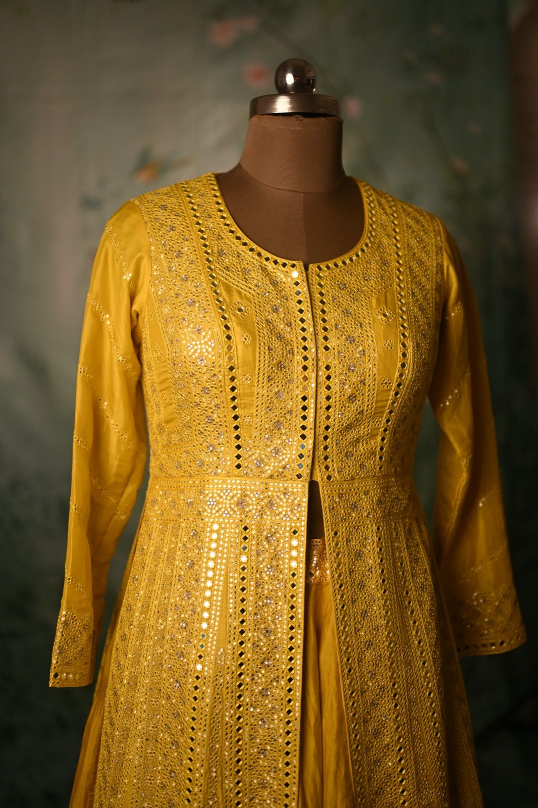 Turmeric Yellow Sequin Jacket Set - view 3