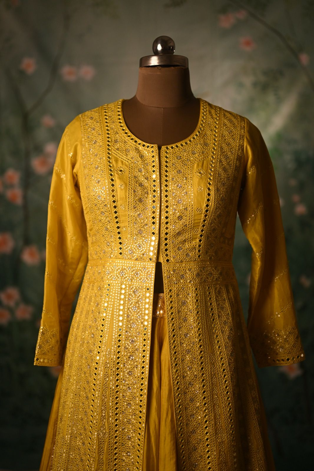 Turmeric Yellow Sequin Jacket Set - view 4