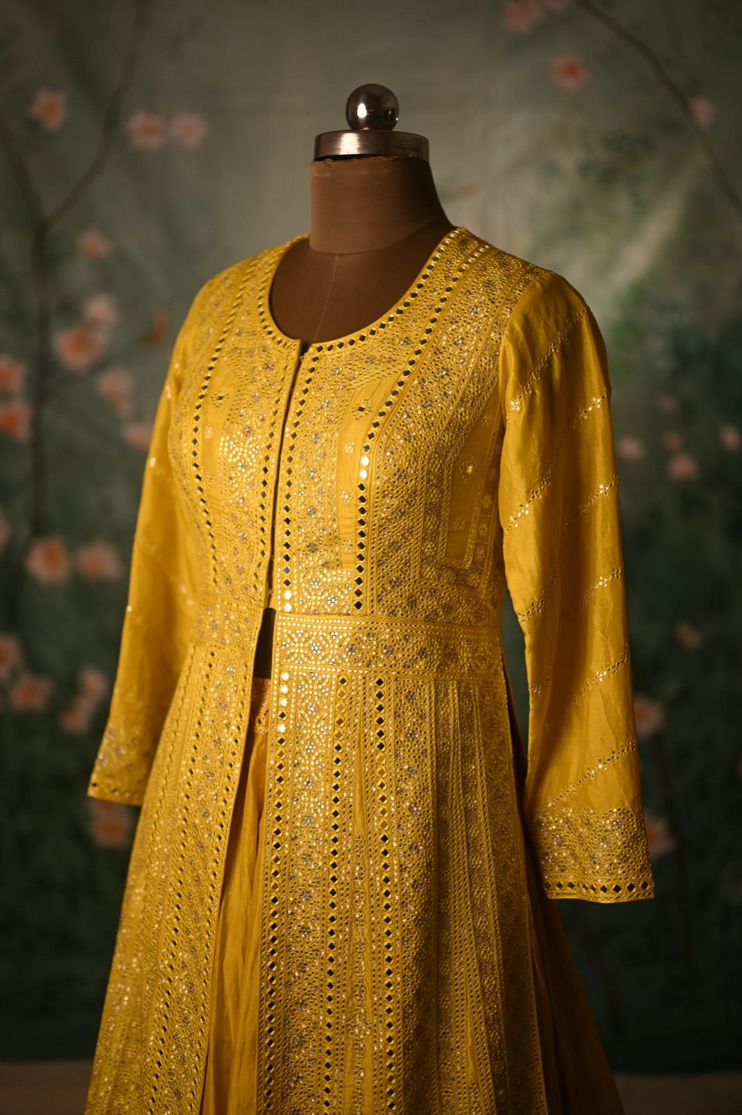 Turmeric Yellow Sequin Jacket Set - view 6